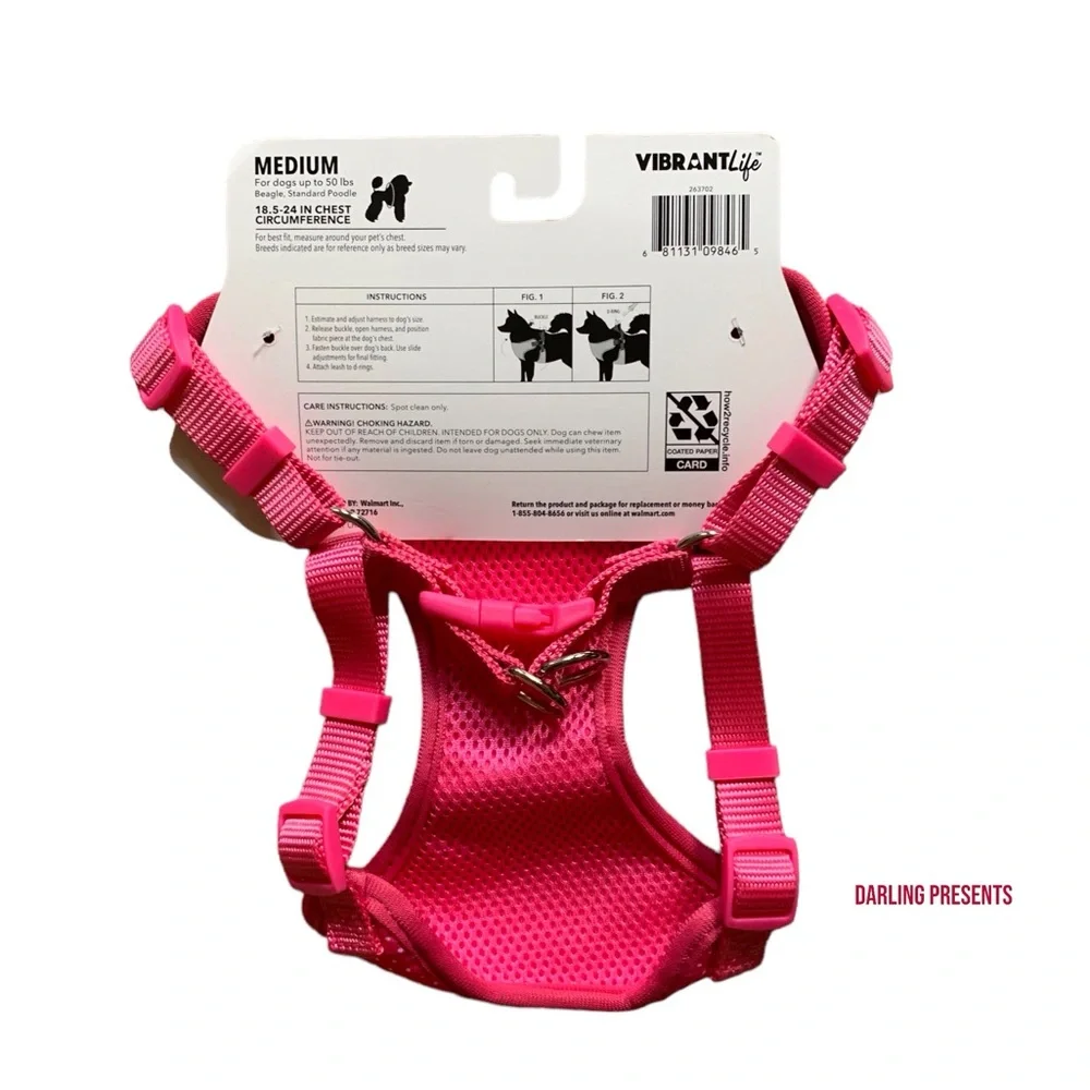 Vibrant Life Polkadot & Pearls Harness Dog Color Pink Size M